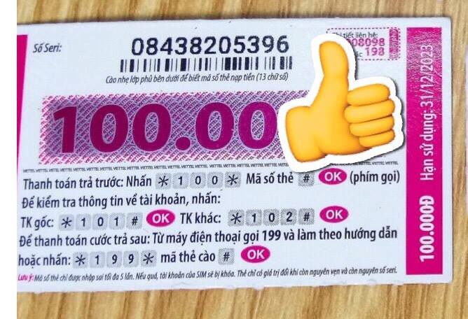 hình ảnh the viettel 100k đã cào